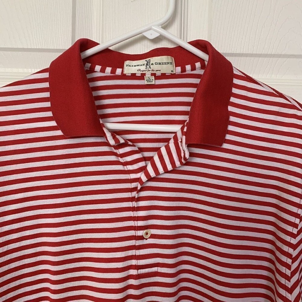 Fairway & Greene F&G Men’s Large Red White Striped Polo Shirt Golf - Picture 2 of 10